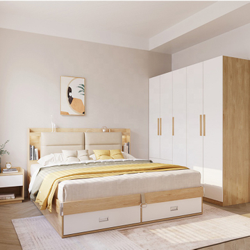Custom Bedroom Wall Mounted Minimalism Small Cabinet Wooden Wardrobe Modern Pvc Wooden 2 Door Wardrobe Closet