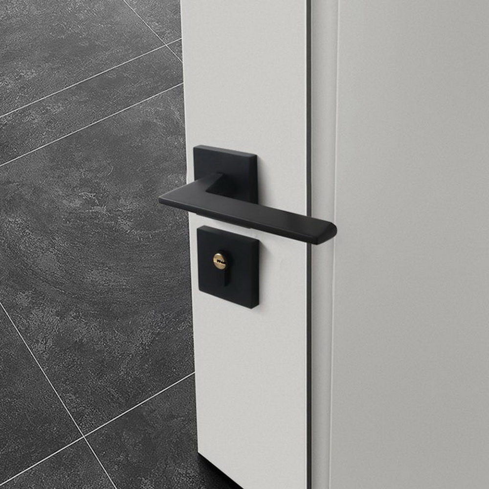 European Style Wooden Metal Doors Black Stainless Steel Hardware Handles Lever Mechanical Door Handle Lock without Key
