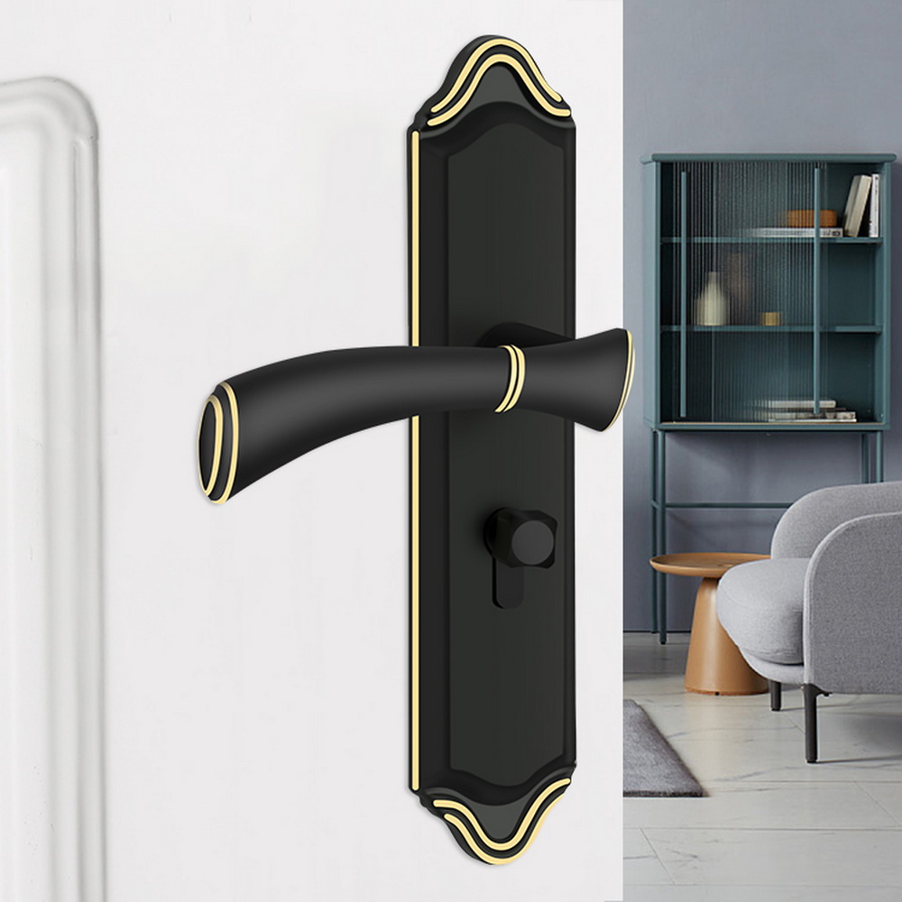 Dynamics American Style Interior Black Door Handle Aluminum Alloy Handle Lock Bedroom Handle Door Lock